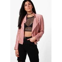 quilted sleeve biker jacket blush