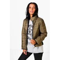 quilted contrast panel jacket khaki