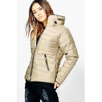 quilted padded jacket khaki