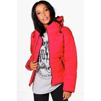 Quilted Zip Detail Jacket - red