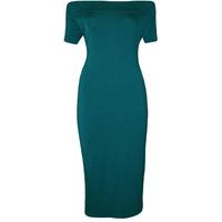 quinn basic off shoulder midi dress teal