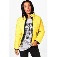 Quilted Contrast Panel Jacket - mustard