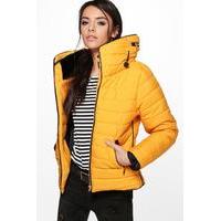 Quilted Padded Jacket - mustard