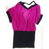 Quontum Black & Pink Short Dress with Sheer Top Size 8