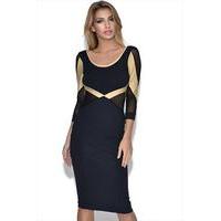 Quontum Long Sleeve Black Gold Mesh Dress