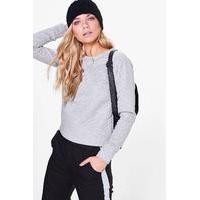 Quilted Long Sleeve Sweatshirt - grey