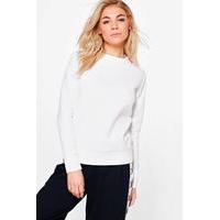 Quilted Long Sleeve Sweatshirt - white