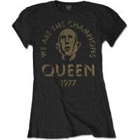 Queen Ladies Womens Girls Black T Shirt We Are The Champions Official Medium