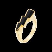 Quantum Cubus Black Enamel & Yellow Gold Plated Sterling Silver Ring