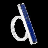 QUANTUM CUBUS STAINLESS STEEL & LAPIS STONE RING