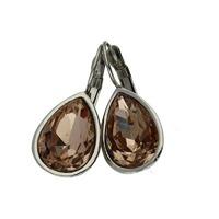 qudo pendant drop earrings with peach crystal