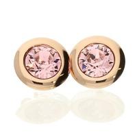 Qudo Stud Earrings with Light Rose Crystals