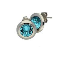 Qudo Stud Earrings with Light Turquoise Crystals