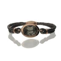 Qudo Tivola Bracelet Rose Gold Nappa Leathr/Steel/ Black Swarovski Diamond
