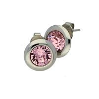 Qudo Stud Earrings with Light Rose Crystals