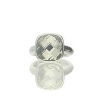 Qudo Estella Silver Ring White Topaz 16.5mm