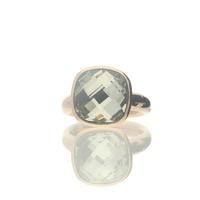 Qudo Estella Steel Ring Rose Gold White Topaz Glass 16.5mm