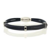 qudo famosa leather silver blue dress bracelet