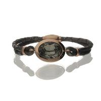 qudo tivola bracelet rose gold nappa leathrsteel black swarovski diamo ...