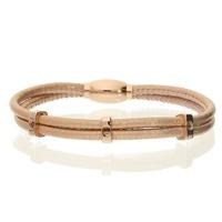 Qudo Famosa Leather Rose Gold Golden Rose Bracelet