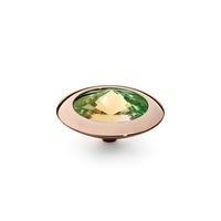 Qudo Rose Gold Plated Luminous Green 16mm Ring Top 629845