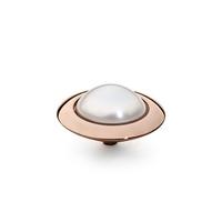 Qudo Rose Gold Plated White Pearl 16mm Ring Top 629837