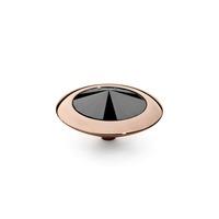 Qudo Rose Gold Plated Jet Hematite 16mm Ring Top 629846