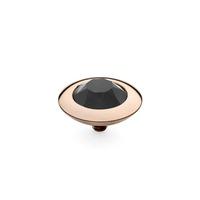 Qudo Rose Gold Plated Jet 13mm Ring Top 629355