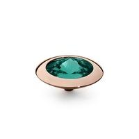 Qudo Rose Gold Plated Emerald 16mm Ring Top 629819