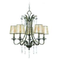 QZ/KENDRA5 5 Light Mottled Silver & Crystal Drop Chandelier