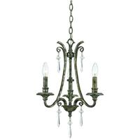 QZ/KENDRA3 3 Light Mottled Silver & Crystal Drop Chandelier