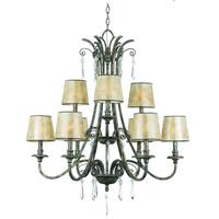 QZ/KENDRA9 9 Light Mottled Silver & Crystal Drop Chandelier