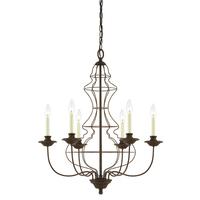 QZ/LAILA6 6 Light Rustic Antique Bronze Wire Chandelier