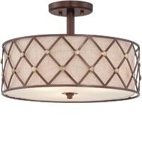 QZ/BROWNLATT/SF Brown Lattice 3 Light Copper Semi Flush Ceiling Light