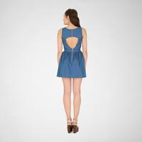 r1325 chambray cut out dress