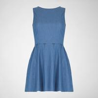 r1325 chambray cut out dress