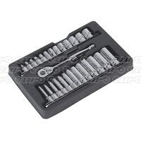 ratchet wrench socket rail set 14sq drive 27pc