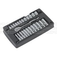 Ratchet Wrench & Socket Rail Set 3/8Sq Drive 25pc