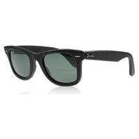 Ray-Ban 2140QM Wayfarer Leather Sunglasses Black Leather 1152N5 Polariserade
