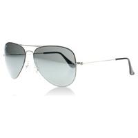 Ray-Ban 3513 Aviator Flat Metal Sunglasses Matte Silver 154/6G