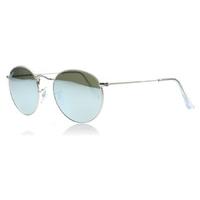 Ray-Ban 3447 Round Metal Sunglasses Matte Silver 019/30