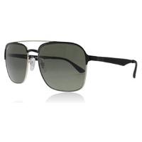Ray-Ban RB3570 Sunglasses Silver Top Shiny Black 90049A Polariserade 58mm