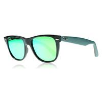 Ray-Ban 2140 Wayfarer Sunglasses Shiny Black Brown Green 117519