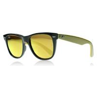 ray ban 2140 wayfarer sunglasses shiny black yellow green 117393