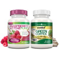 Raspberry Ketone Pure 600mg & Pure Svetol® Green Coffee Bean Combo Pack 1 Month Supply