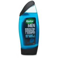 radox for men invigorating shower gelshampoo watermint sea minerals