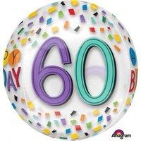 Rainbow Happy 60th Birthday Clear Orbz Foil Balloons 15\
