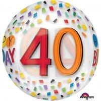 Rainbow Happy 40th Birthday Clear Orbz Foil Balloons 15\