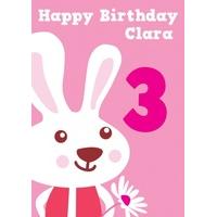 Rabbit 3rd Birthday Card
