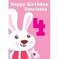 Rabbit 4th Birthday Card